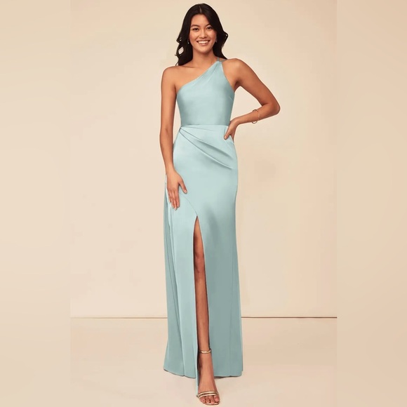 Azazie Dresses & Skirts - Azazie Maron One Shoulder Dress in Mist Blue